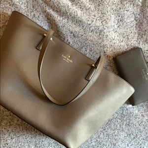 Stone Grey Kate Spade Tote and Wallet